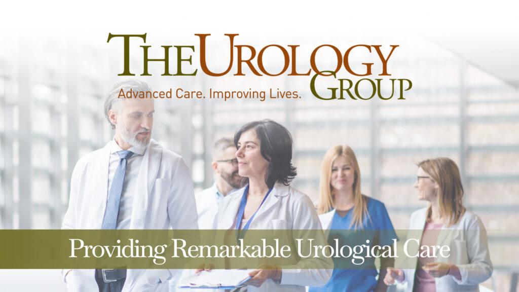 The Urology Group logo over a photo of physicians and staff, with tagline Providing Remarkable Urological Care
